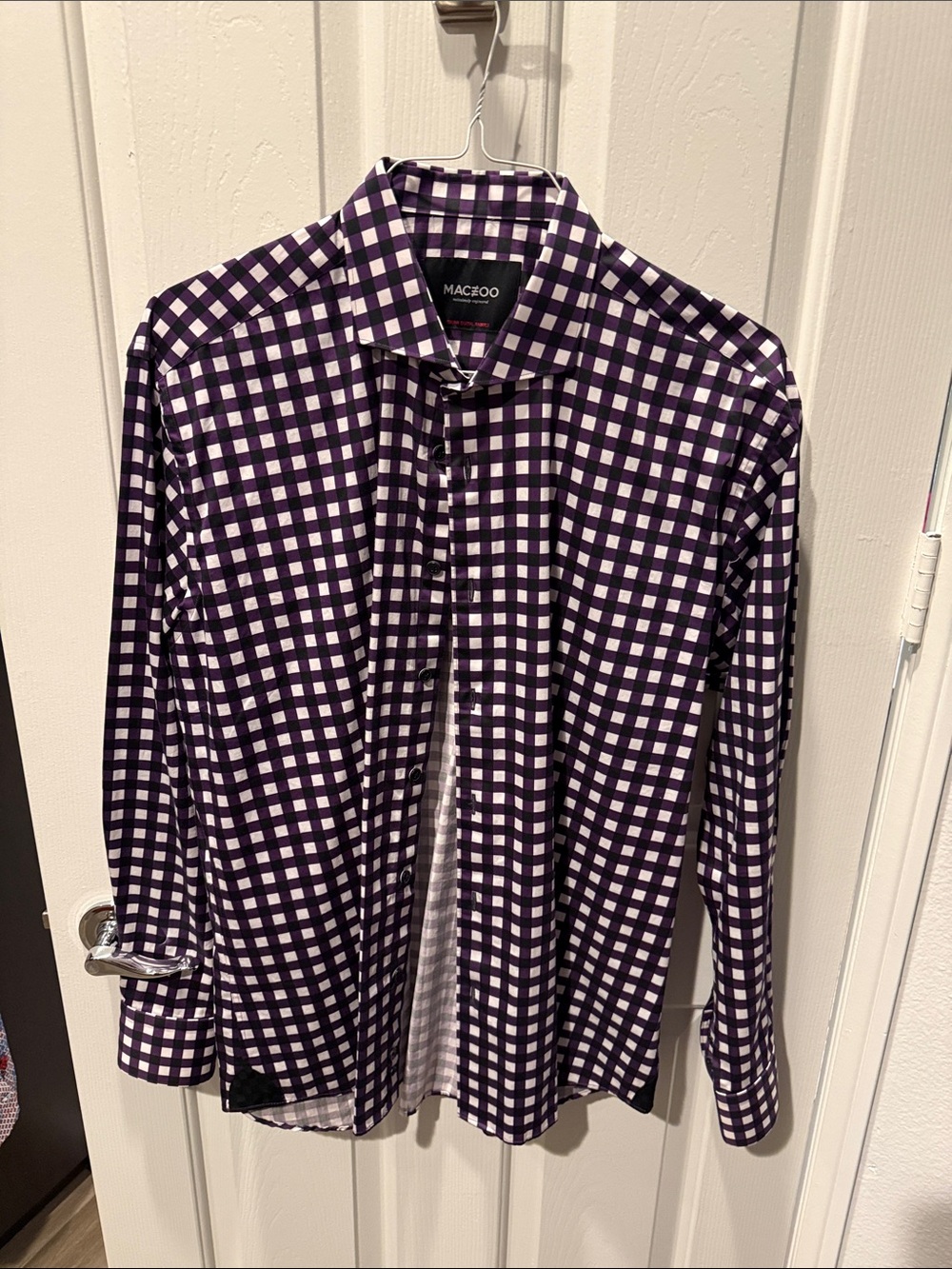 Maceoo Men's Purple Check Button-Up Shirt